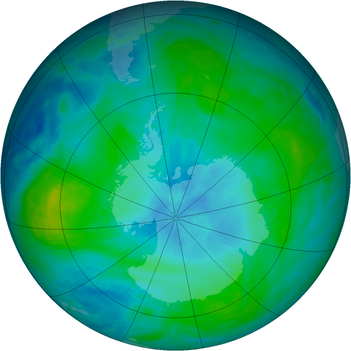 Antarctic ozone map for 18 February 1990